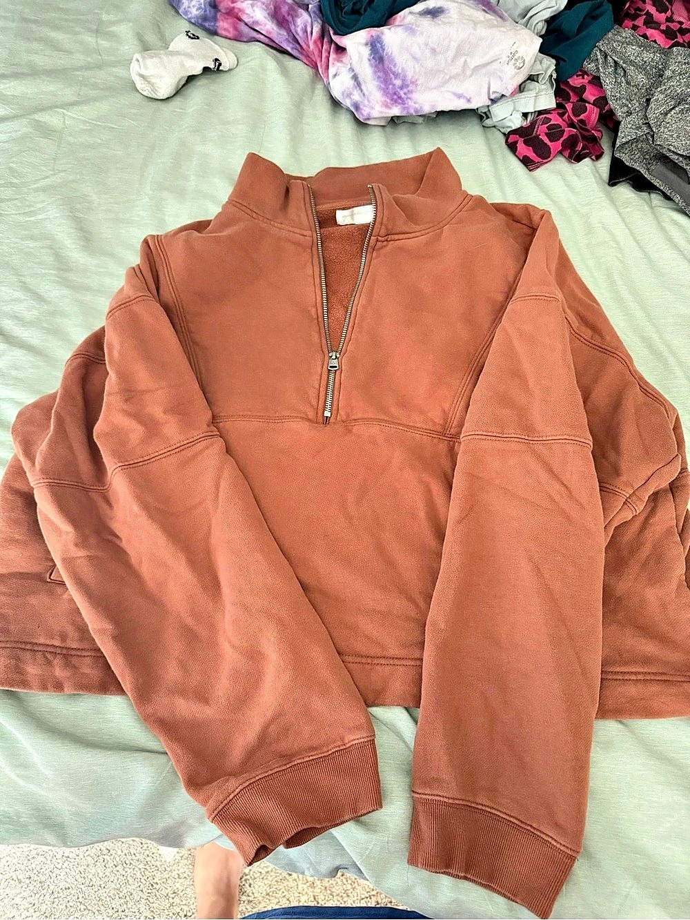 Free People Quarter Zip Sweatshirt Brown XL Like New